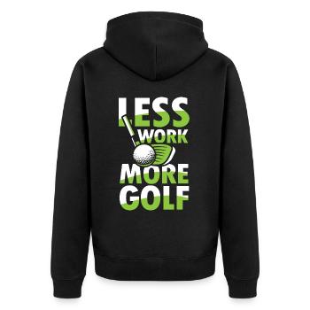 Rente Ruhestand Less Work More Golf für einen - Unisex Premium Bio Zip Hoodie - Schwarz - Hinten - Nico (187cm)
