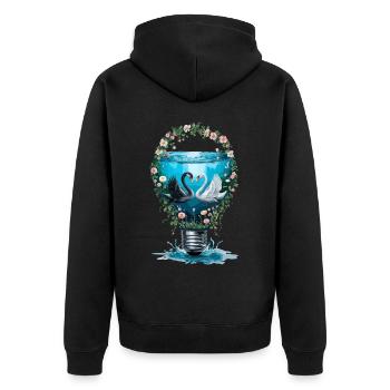 Eleganter Schwan für Schwan Fan - Unisex Premium Bio Zip Hoodie - Schwarz - Hinten - Nico (187cm)