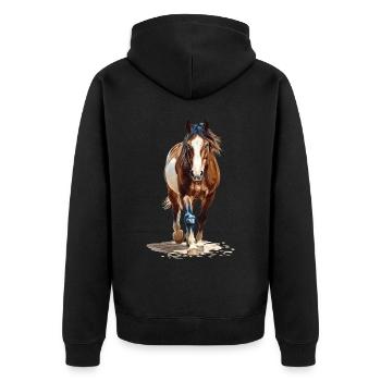 Pferd - Unisex Premium Bio Zip Hoodie - Schwarz - Hinten - Nico (187cm)