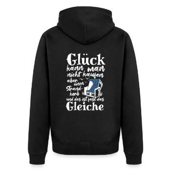Glück kann man nicht kaufen, aber einen Strandkorb - Unisex Premium Bio Zip Hoodie - Schwarz - Hinten - Nico (187cm)