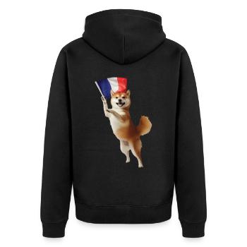 Shiba Inu - Unisex Premium Bio Zip Hoodie - Schwarz - Hinten - Nico (187cm)