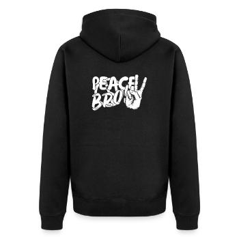 Peace Bro - Unisex Premium Bio Zip Hoodie - Schwarz - Hinten - Nico (187cm)