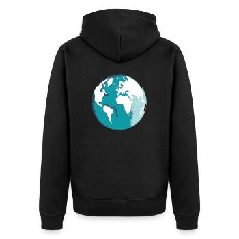 Zeichnung der Erde - Unisex Premium Bio Zip Hoodie - Schwarz - Hinten - Nico (187cm)
