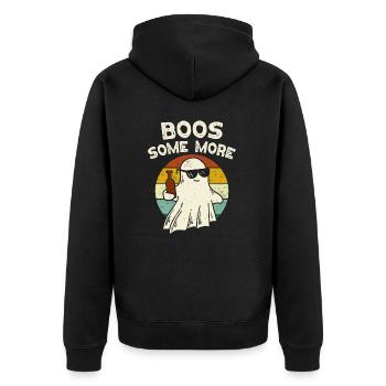Halloween Boos Some More Ghost Beer - Unisex Premium Organic Zip Hoodie - black - Back - Nico (187cm)