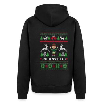 Mama Elf Hässliche Weihnachten - Unisex Premium Bio Zip Hoodie - Schwarz - Hinten - Nico (187cm)