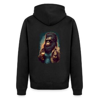 cool gorilla with sunglasses and beer - Unisex Premium Organic Zip Hoodie - black - Back - Nico (187cm)