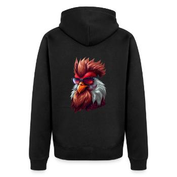 Poulet fou avec lunettes de soleil - Veste à capuche bio Premium Unisexe - noir - Dos - Nico (187cm)