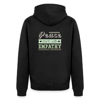 La paix commence par l’empathie - Veste à capuche bio Premium Unisexe - noir - Dos - Nico (187cm)