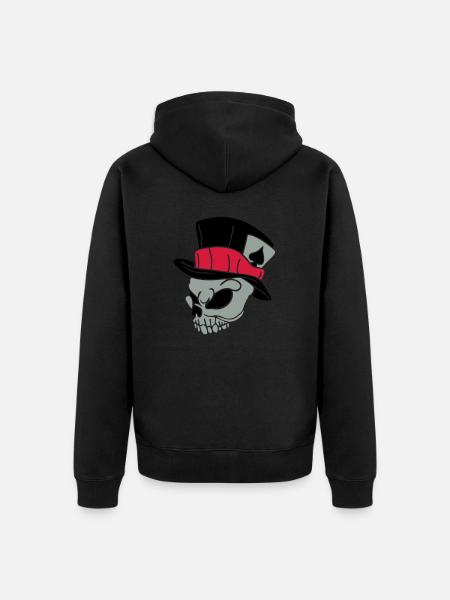Skull with hat 01 - Unisex Premium Organic Zip Hoodie - black
