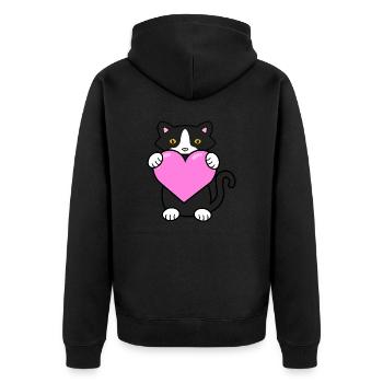 I love cats - Unisex Premium Organic Zip Hoodie - black - Back - Nico (187cm)