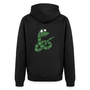 Schlange 1 - Unisex Premium Bio Zip Hoodie - Schwarz - Hinten - Nico (187cm)