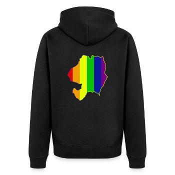 Wicklow Stolz - Unisex Premium Bio Zip Hoodie - Schwarz - Hinten - Nico (187cm)