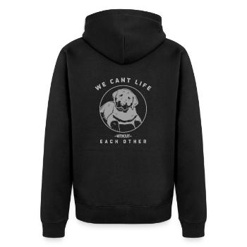 Cant life without each other (grey) - Unisex Premium Bio Zip Hoodie - Schwarz - Hinten - Nico (187cm)