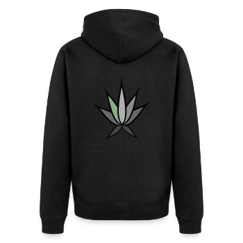 Cannaleafly - Unisex Premium Bio Zip Hoodie - Schwarz - Hinten - Nico (187cm)