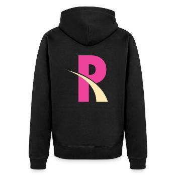 R Clothing Brand - Unisex Premium Organic Zip Hoodie - black - Back - Nico (187cm)