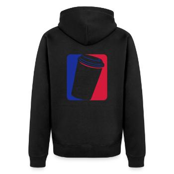 Tasse à café rouge bleu - Veste à capuche bio Premium Unisexe - noir - Dos - Nico (187cm)