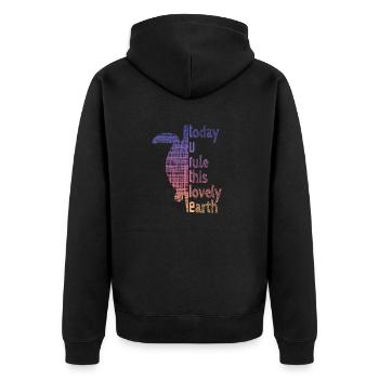 Turtle - Unisex Premium Bio Zip Hoodie - Schwarz - Hinten - Nico (187cm)