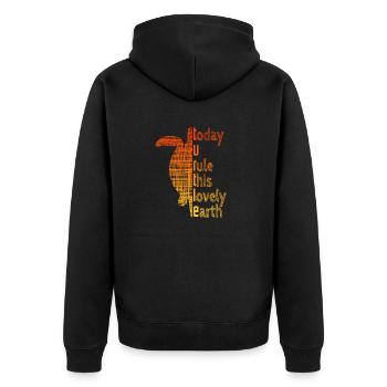 Turtle Sloga Schildkröte Spruch - Unisex Premium Bio Zip Hoodie - Schwarz - Hinten - Nico (187cm)