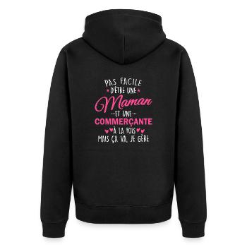 maman et commerçante à la fois - maman commerçante - Veste à capuche bio Premium Unisexe - noir - Dos - Nico (187cm)