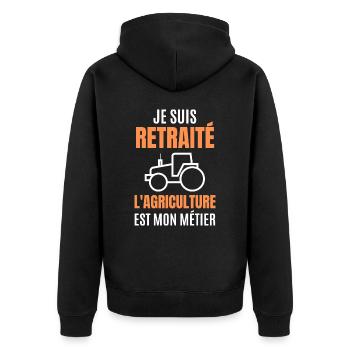 Je suis retraité l'agriculture est mon métier - Veste à capuche bio Premium Unisexe - noir - Dos - Nico (187cm)