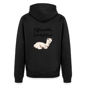 Müdes Lama Pyjama Liebe Llamas Schlafanzug Alpaka - Unisex Premium Bio Zip Hoodie - Schwarz - Hinten - Nico (187cm)