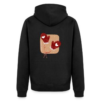 Handschuhe im Winter - Unisex Premium Bio Zip Hoodie - Schwarz - Hinten - Nico (187cm)