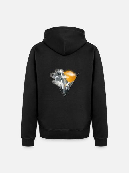 Cliff sunrise - Unisex Premium Bio Zip Hoodie - Schwarz