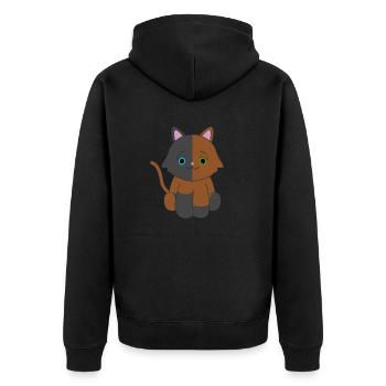 Brown and black cat - Unisex Premium Organic Zip Hoodie - black - Back - Nico (187cm)