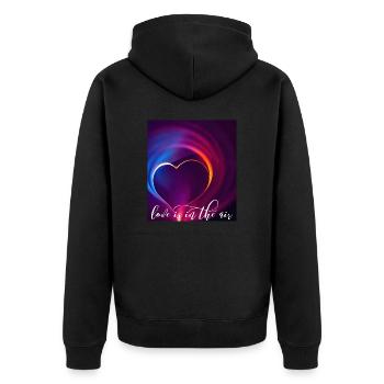 love is in the air - Unisex Premium Bio Zip Hoodie - Schwarz - Hinten - Nico (187cm)