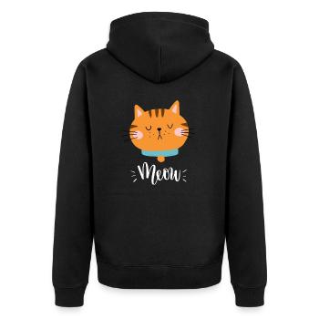 Mignon Kawaii drôle de chat disant miaulement - Veste à capuche bio Premium Unisexe - noir - Dos - Nico (187cm)
