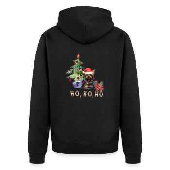 Weihnachtshund Yorkshire Terrier - Unisex Premium Bio Zip Hoodie - Schwarz - Hinten - Nico (187cm)