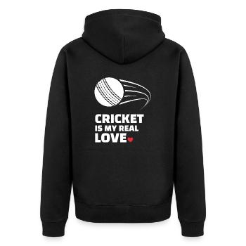 Ich Liebe Cricket Für Alle Cricketspieler - Unisex Premium Bio Zip Hoodie - Schwarz - Hinten - Nico (187cm)