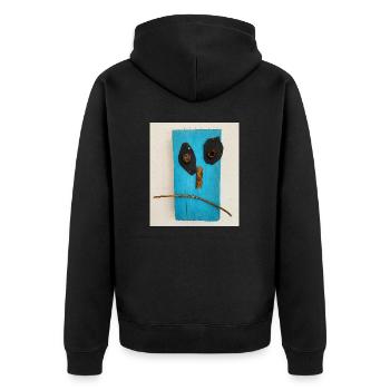 UNHAPPY - Unisex Premium Bio Zip Hoodie - Schwarz - Hinten - Nico (187cm)