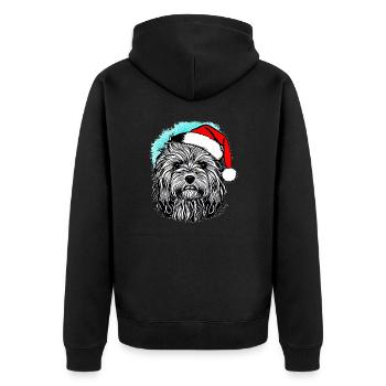 Weihnachten Hund süß lustig Hunde Tier Welpe 1 - Unisex Premium Bio Zip Hoodie - Schwarz - Hinten - Nico (187cm)