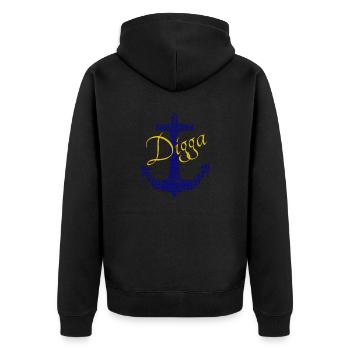 Anker Digga - Unisex Premium Bio Zip Hoodie - Schwarz - Hinten - Nico (187cm)