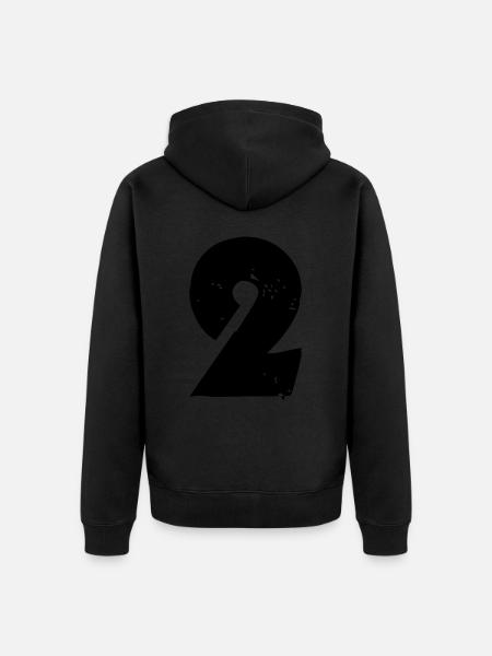 2 Number - Unisex Premium Organic Zip Hoodie - black