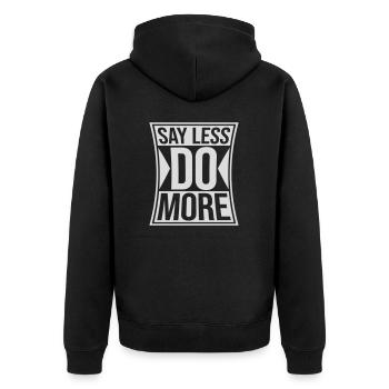 say less do more - Unisex Premium Bio Zip Hoodie - Schwarz - Hinten - Nico (187cm)