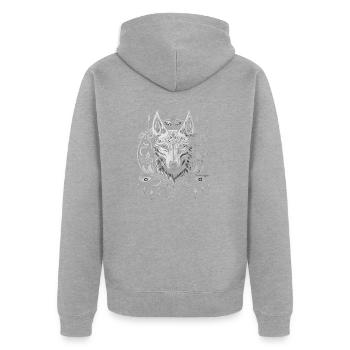 Nordischer Wolf, Wikinger - Unisex Premium Bio Zip Hoodie - Grau meliert - Hinten - Nico (187cm)