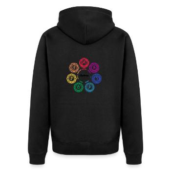 Chakras - Unisex Premium Bio Zip Hoodie - Schwarz - Hinten - Nico (187cm)
