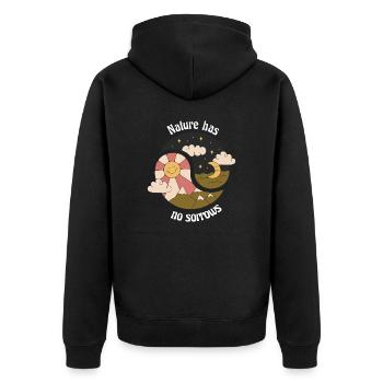 Nature Has No Sorrows Retro Nature Designs - Unisex Premium Organic Zip Hoodie - black - Back - Nico (187cm)