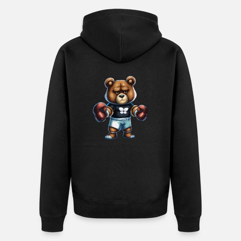 Ours de boxe - Veste à capuche bio Premium Unisexe - noir