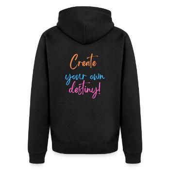 KDFA I Create your own destiny! - Unisex Premium Bio Zip Hoodie - Schwarz - Hinten - Nico (187cm)