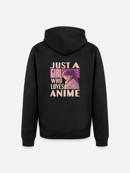 Nur ein Mädchen, das Anime liebt - Premium økologisk unisex-hættejakke - sort