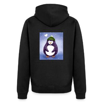 Winter Pinguin - Unisex Premium Bio Zip Hoodie - Schwarz - Hinten - Nico (187cm)