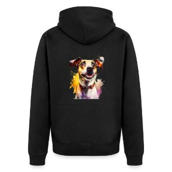 Jack Russel Hund Aquarell | Cooles Motiv - Unisex Premium Bio Zip Hoodie - Schwarz - Hinten - Nico (187cm)