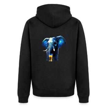 Cool blue elephant with beer and sunglasses - Unisex Premium Organic Zip Hoodie - black - Back - Nico (187cm)