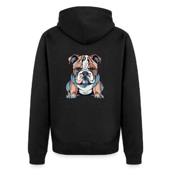 Französische Bulldogge - Unisex Premium Bio Zip Hoodie - Schwarz - Hinten - Nico (187cm)