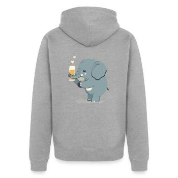 Cute elephant drinks a big glass of beer - Unisex Premium Organic Zip Hoodie - heather grey - Back - Nico (187cm)