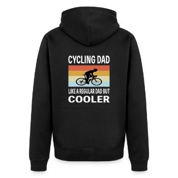 Vater Papa Fahrrad Retro Vintage lustiger Spruch - Unisex Premium Bio Zip Hoodie - Schwarz - Hinten - Nico (187cm)