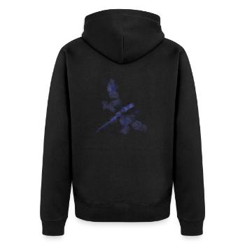 Blaue Libelle - Unisex Premium Bio Zip Hoodie - Schwarz - Hinten - Nico (187cm)
